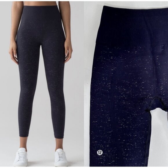 lululemon athletica Pants - NEW Lululemon Free to Flow 7/8 Tight Leggings Fleck Midnight Navy White 12